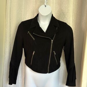 TORRID FAUX SUEDE FRINGE MOTO JACKET SZ: 10